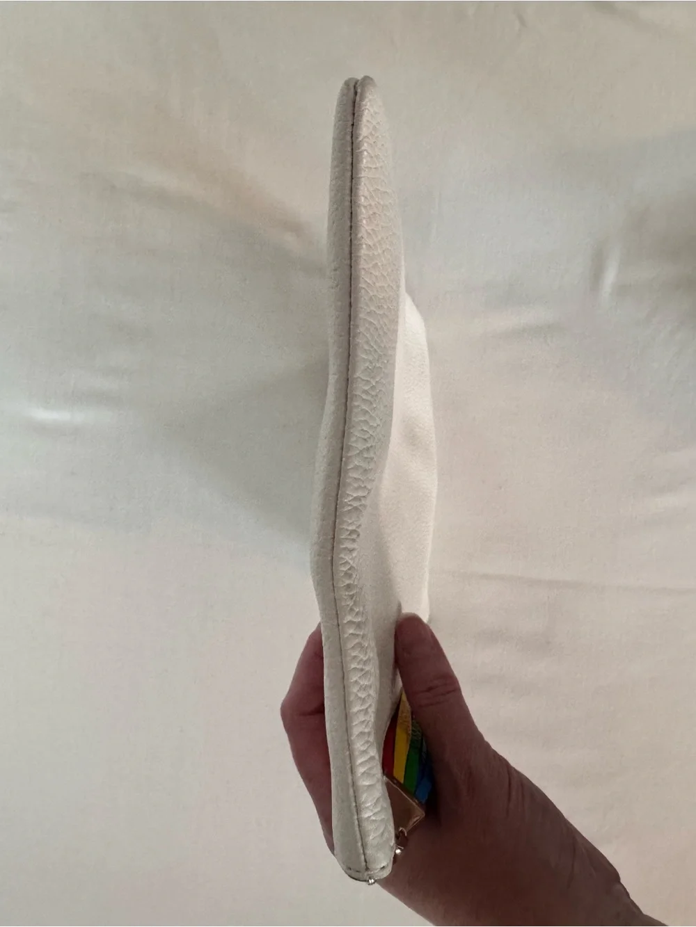 kate spade Kourtney Pride Clutch, White with Rainbow Logo and Tassel